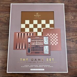 The Games Club London England Premium 6-in-1‎ Game Collection Chess Checkers NEW